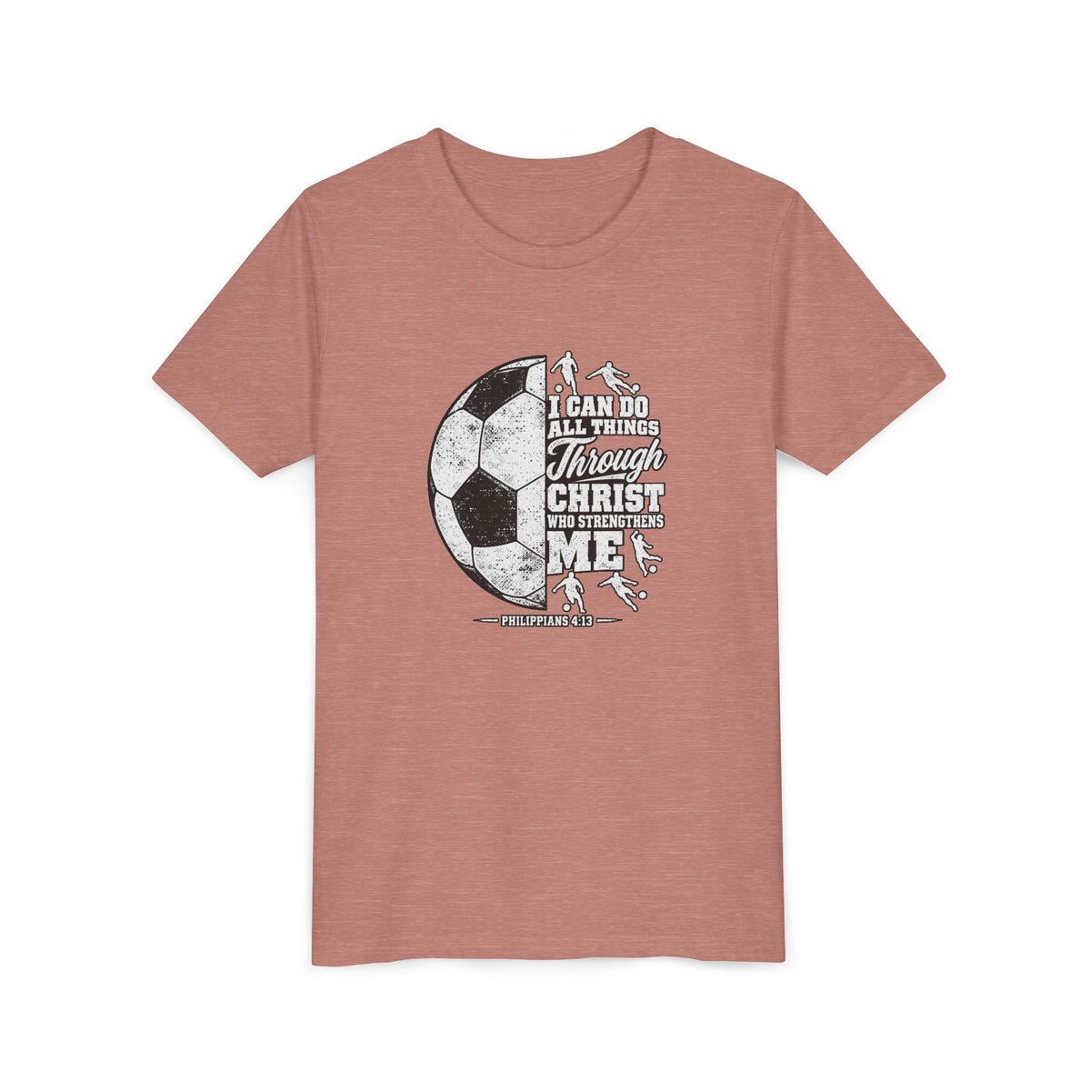Youth Soccer Tee — "I Can Do All Things Through Christ" Inspirational Sports Shirt