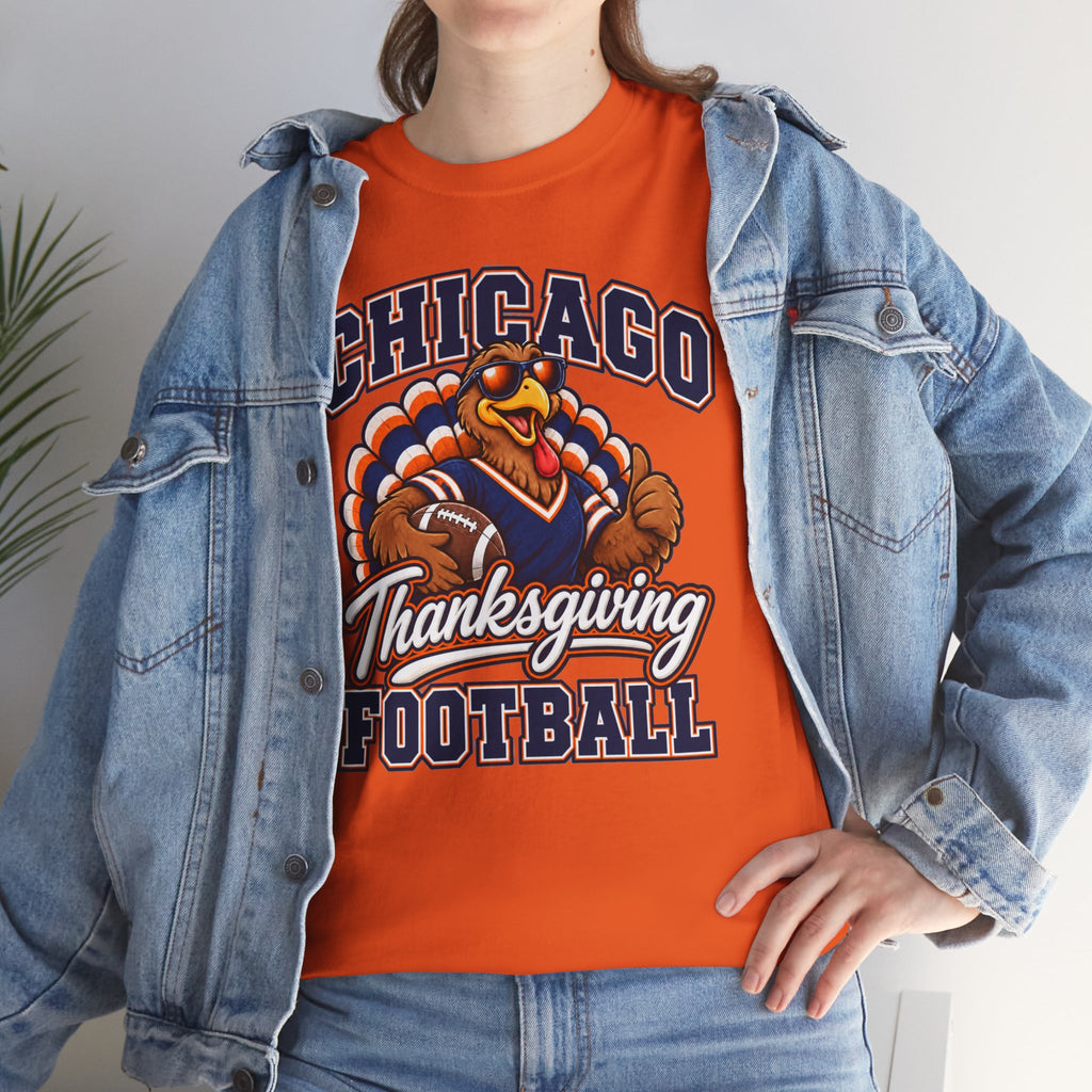 Chicago Thanksgiving Football T-Shirt — Turkey Mascot Game Day Tee