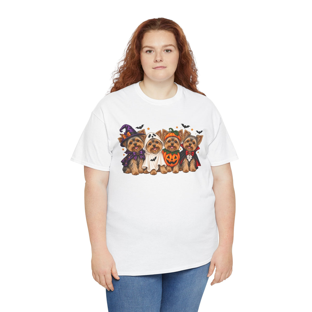 Halloween Yorkie T-Shirt — Cute Yorkies in Costumes (Pumpkin, Ghost, Witch, Vampire)