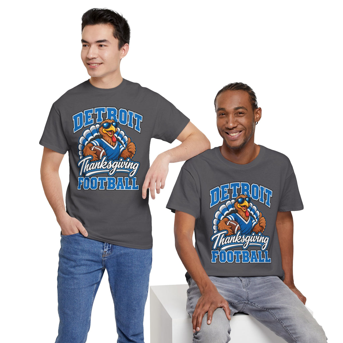 Detroit Thanksgiving Football Tee — Turkey Mascot Game Day Shirt
