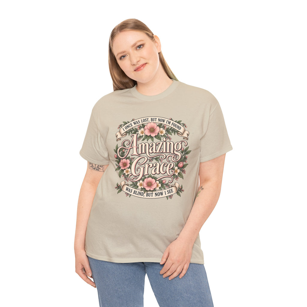 Amazing Grace Floral T-Shirt — Vintage Christian Faith Tee