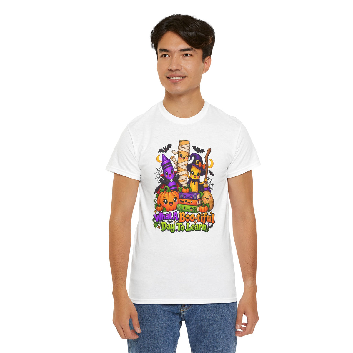 Halloween Teacher Tee — "What A Boo-tiful Day To Learn" Kids' Classroom Shirt