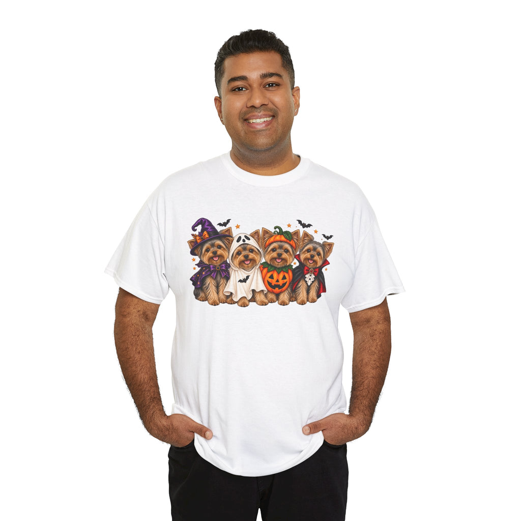Halloween Yorkie T-Shirt — Cute Yorkies in Costumes (Pumpkin, Ghost, Witch, Vampire)