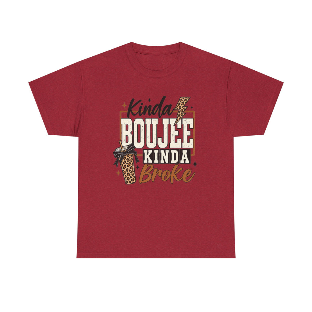 Kinda Boujee Kinda Broke Tee — Leopard Coffee Cup Graphic Shirt