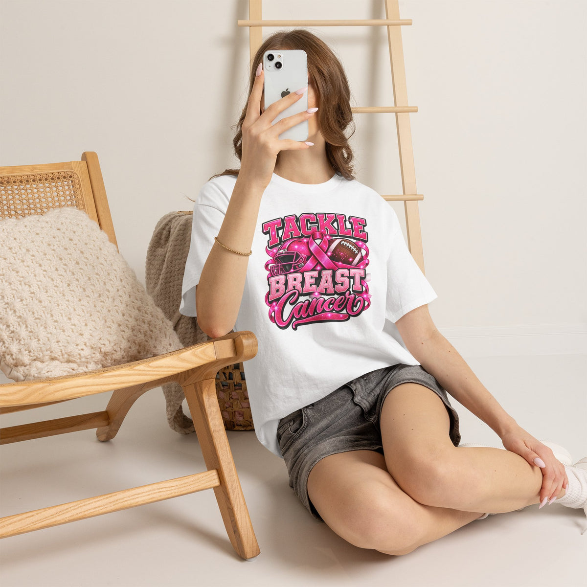 T-Shirt — "Tackle Breast Cancer" Pink Football Awareness Tee
