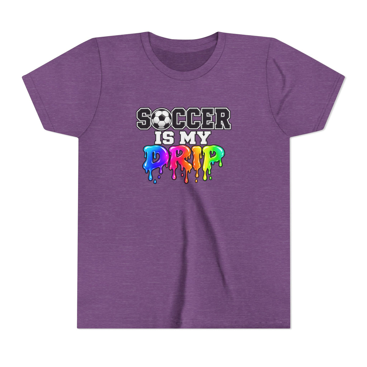 Youth Tee — "Soccer Is My Drip" Colorful Drip Soccer Graphic