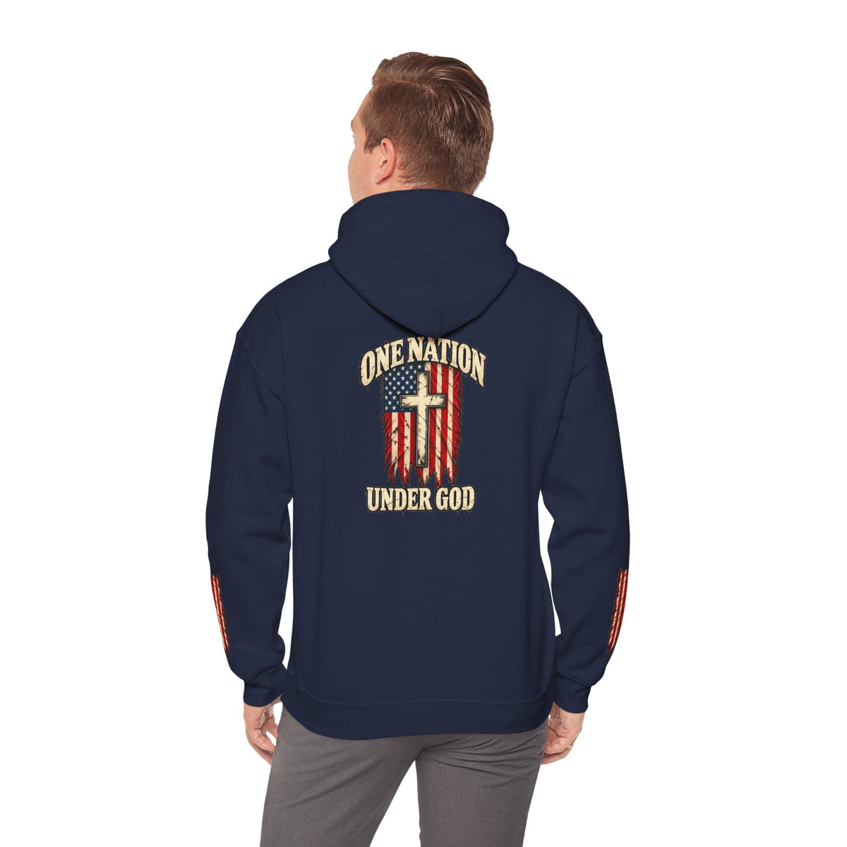 One Nation Under God Patriotic Cross Hoodie