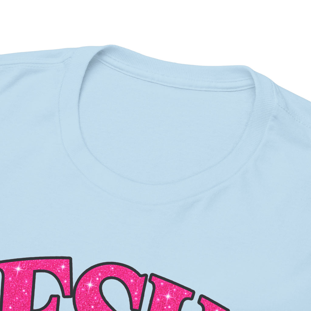 Christian T-Shirt — "JESUS The way, the truth, the life" (John 14:6) Pink Vintage Script