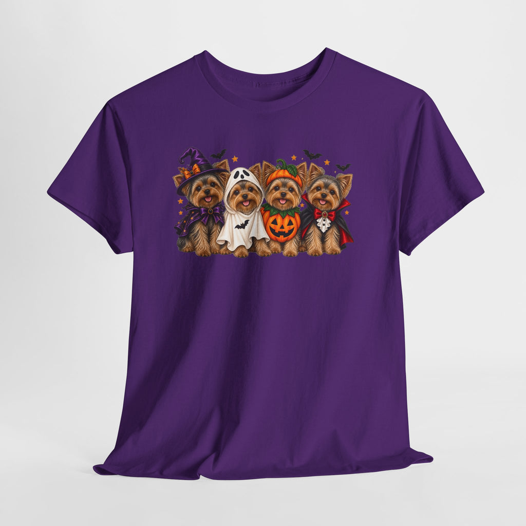 Halloween Yorkie T-Shirt — Cute Yorkies in Costumes (Pumpkin, Ghost, Witch, Vampire)