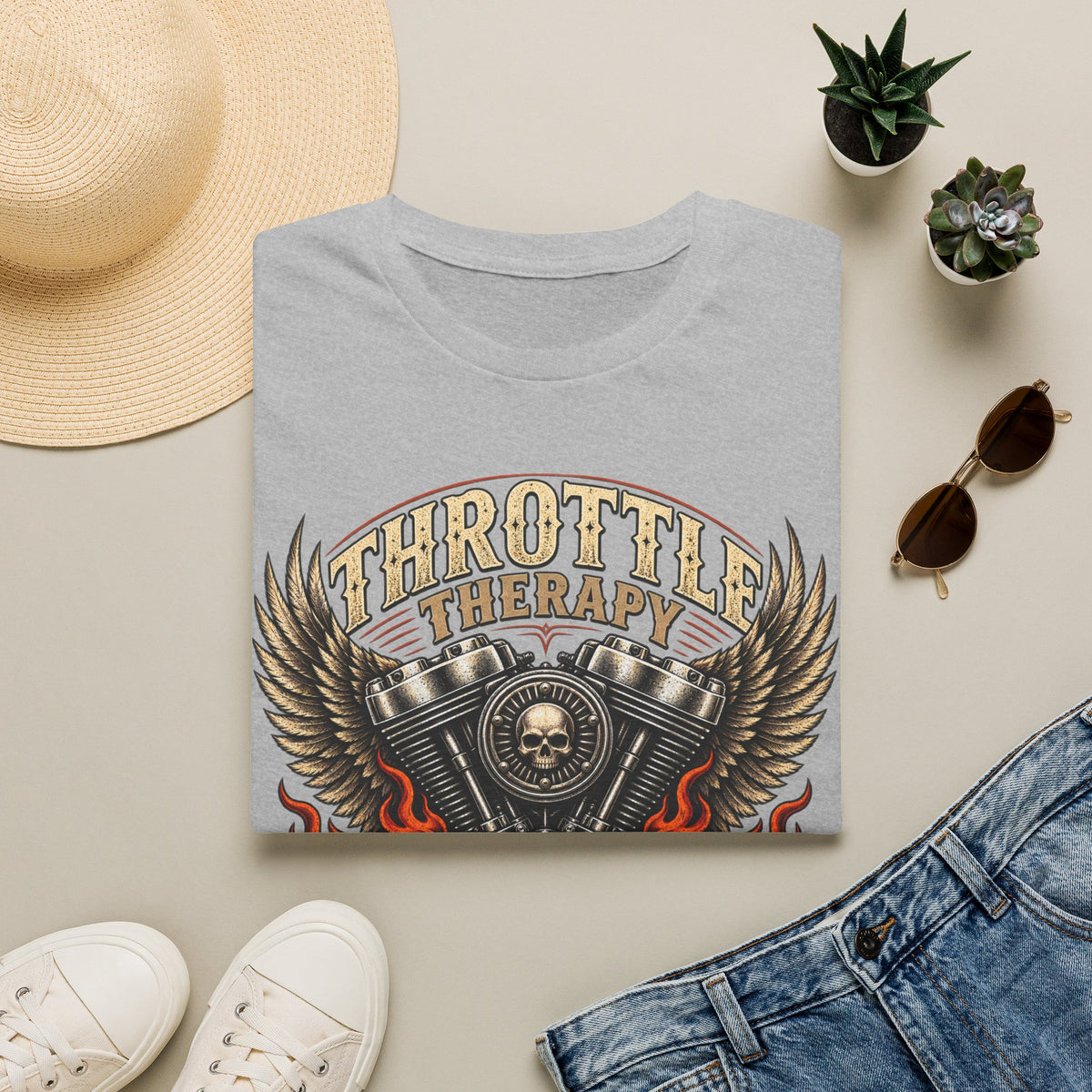 Throttle Therapy Motorcycle T‑Shirt — Fueled by Freedom Riding Tee