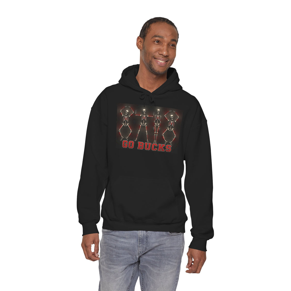 Go Bucks Hoodie — Vintage Red Deer Antlers Graphic Hooded Sweatshirt
