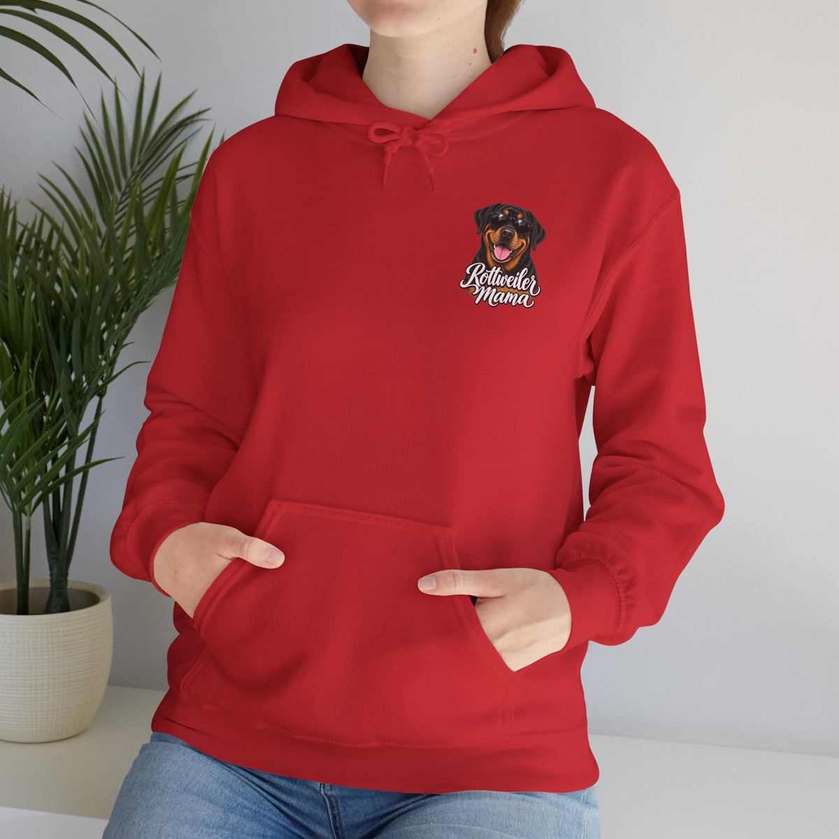 Rottweiler Mama Hoodie — Cute Rottie Portrait Pullover for Dog Moms