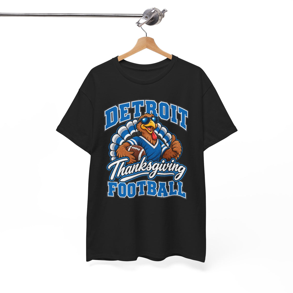 Detroit Thanksgiving Football Tee — Turkey Mascot Game Day Shirt