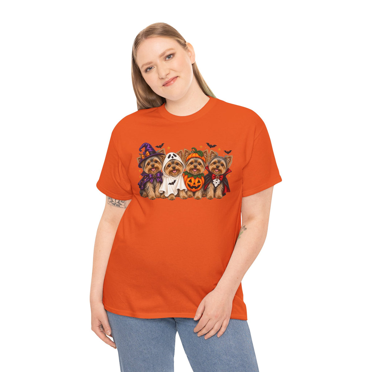 Halloween Yorkie T-Shirt — Cute Yorkies in Costumes (Pumpkin, Ghost, Witch, Vampire)