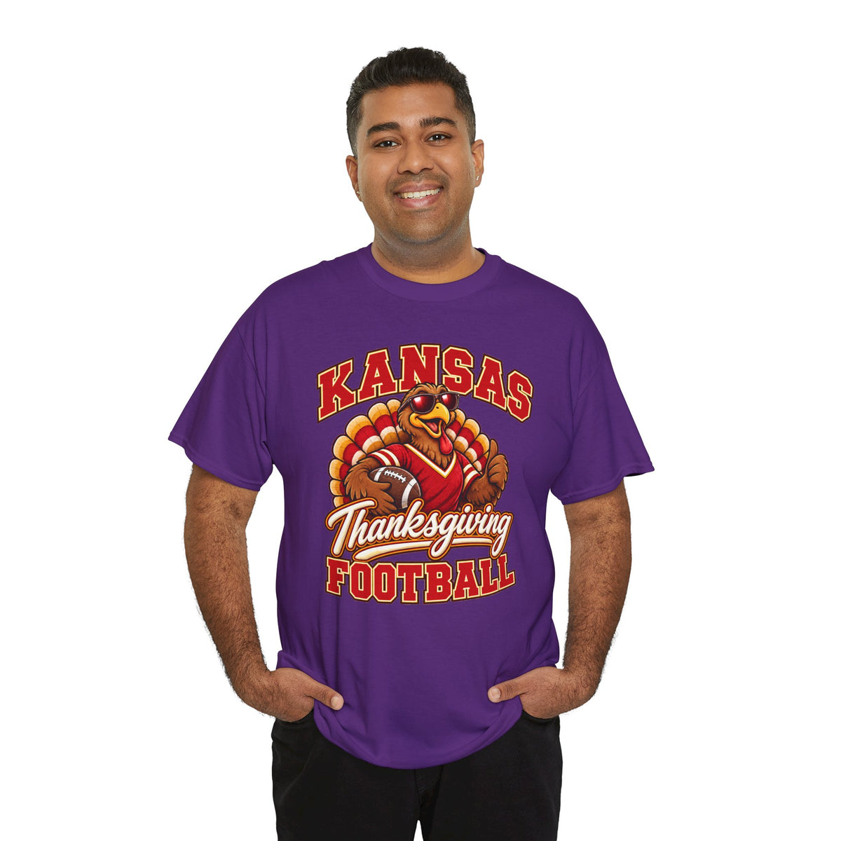 Kansas Thanksgiving Football T‑Shirt — Turkey Mascot Holiday Game Tee