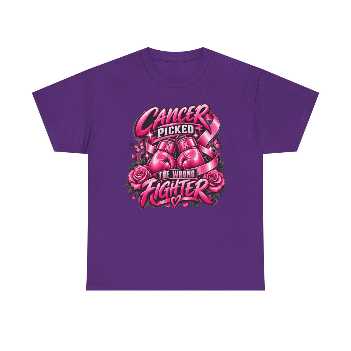 Cancer Picked The Wrong Fighter T-Shirt — Breast Cancer Awareness Support Tee