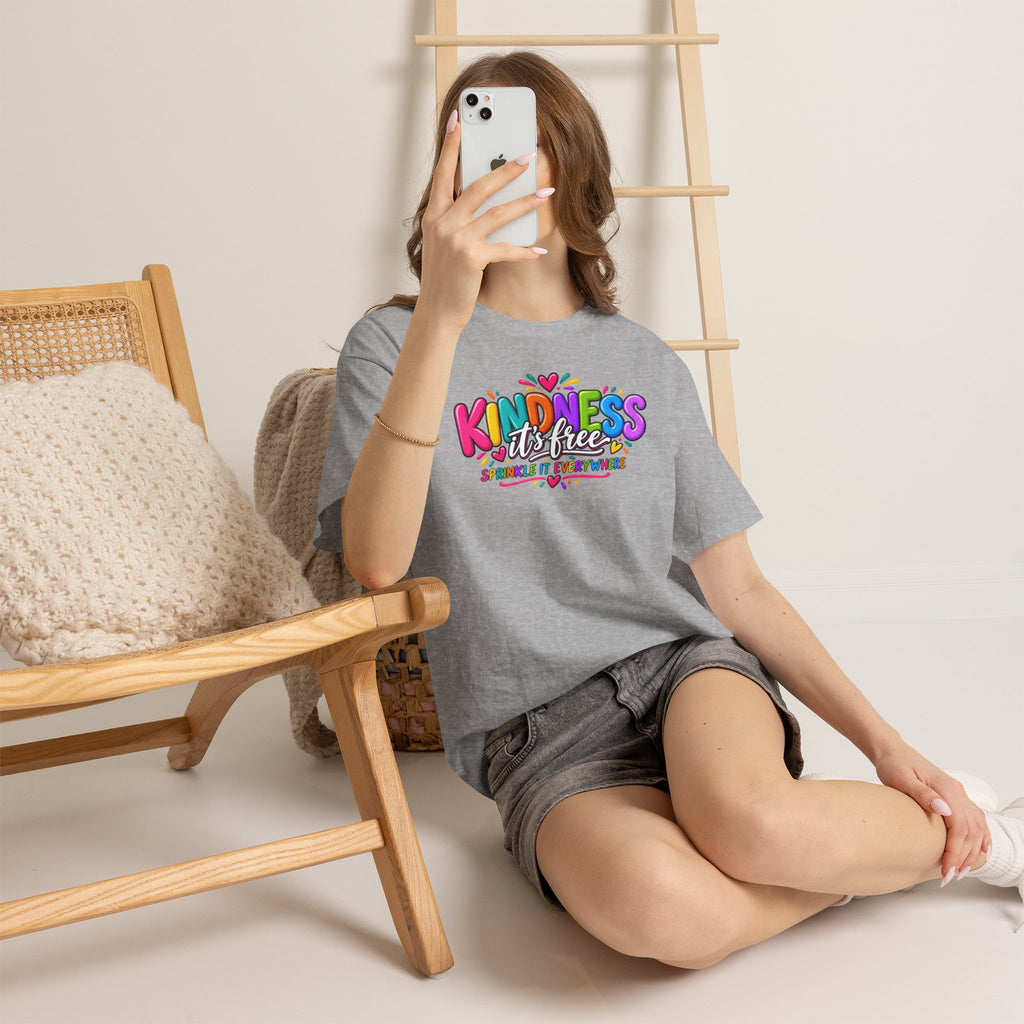 Kindness Is Free Rainbow Tee — Cute Positive Message T-Shirt