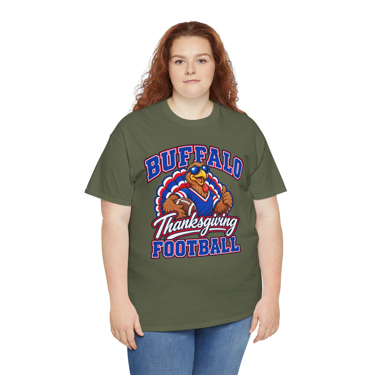 Buffalo Thanksgiving Football T-Shirt — Turkey Mascot Game Day Tee