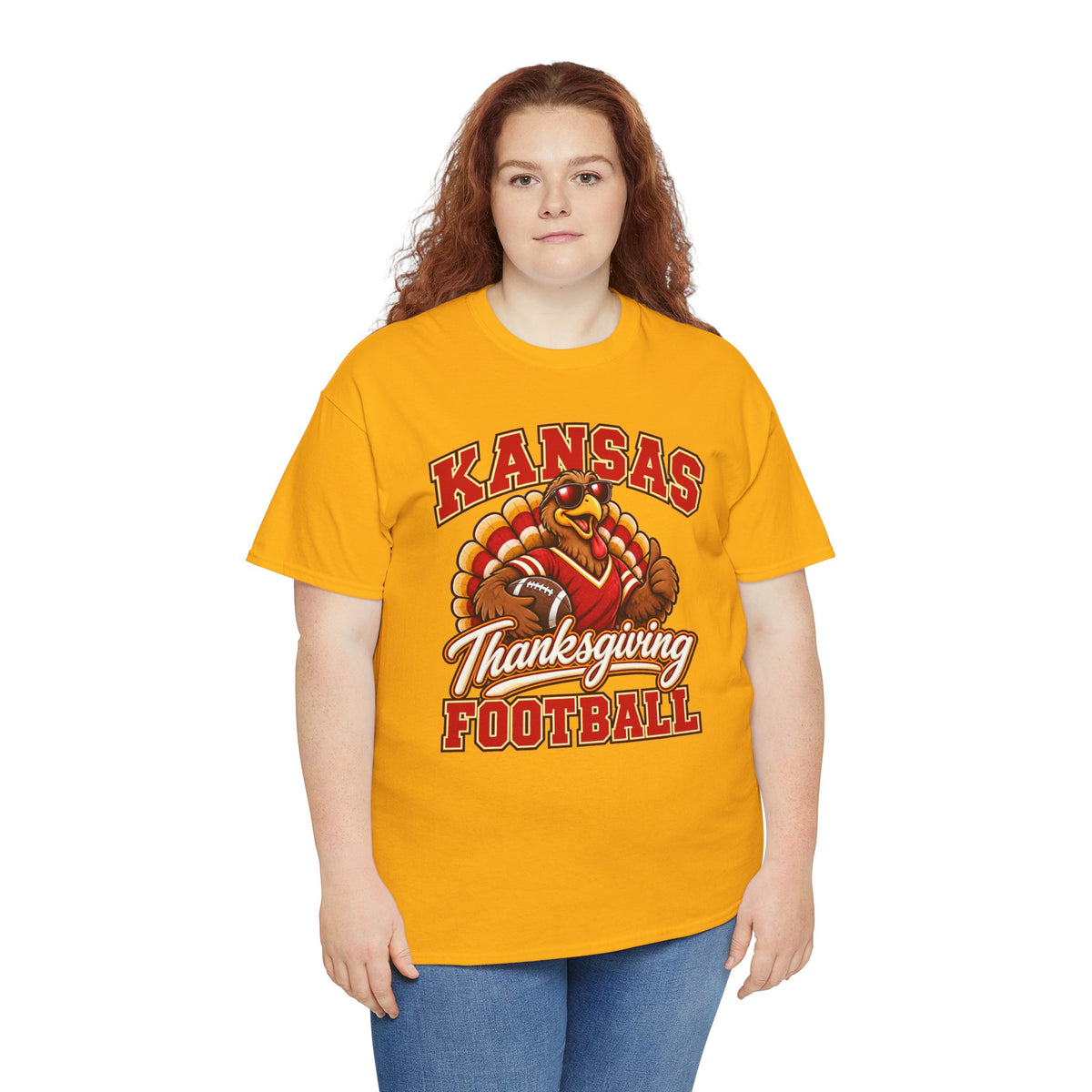 Kansas Thanksgiving Football T‑Shirt — Turkey Mascot Holiday Game Tee