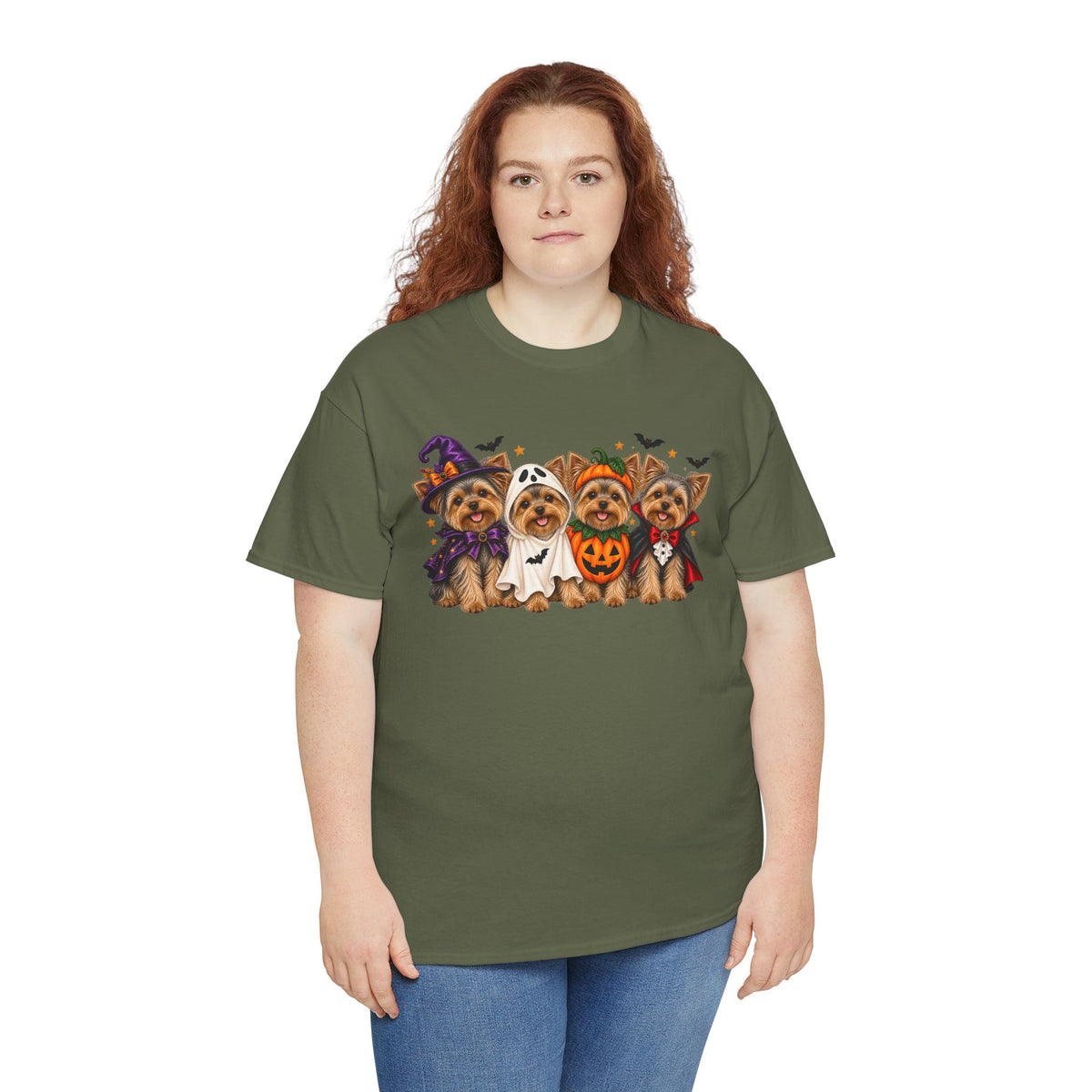 Halloween Yorkie T-Shirt — Cute Yorkies in Costumes (Pumpkin, Ghost, Witch, Vampire)