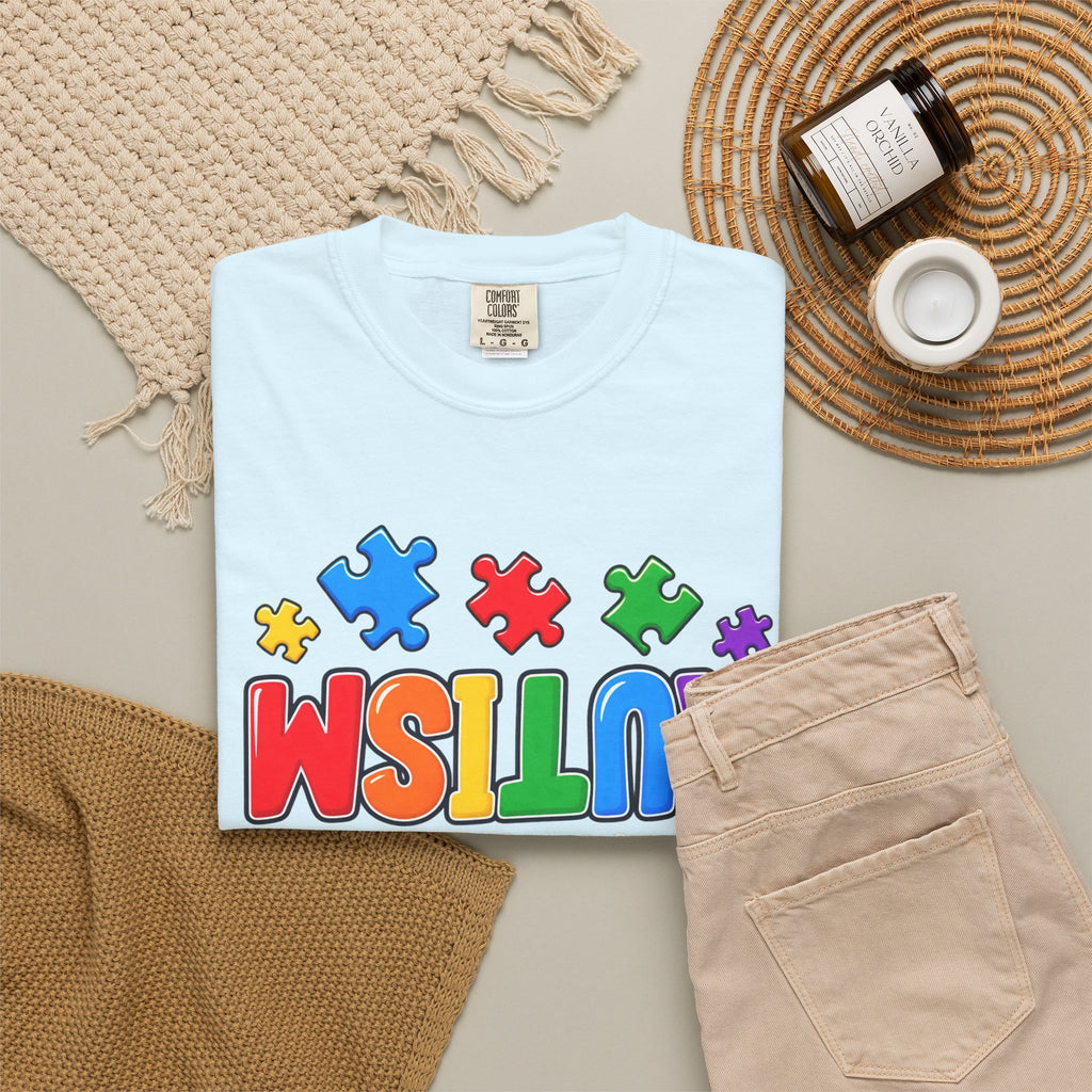 Autism Awareness T-Shirt — "Seeing the World From a Different Angle" Puzzle Design