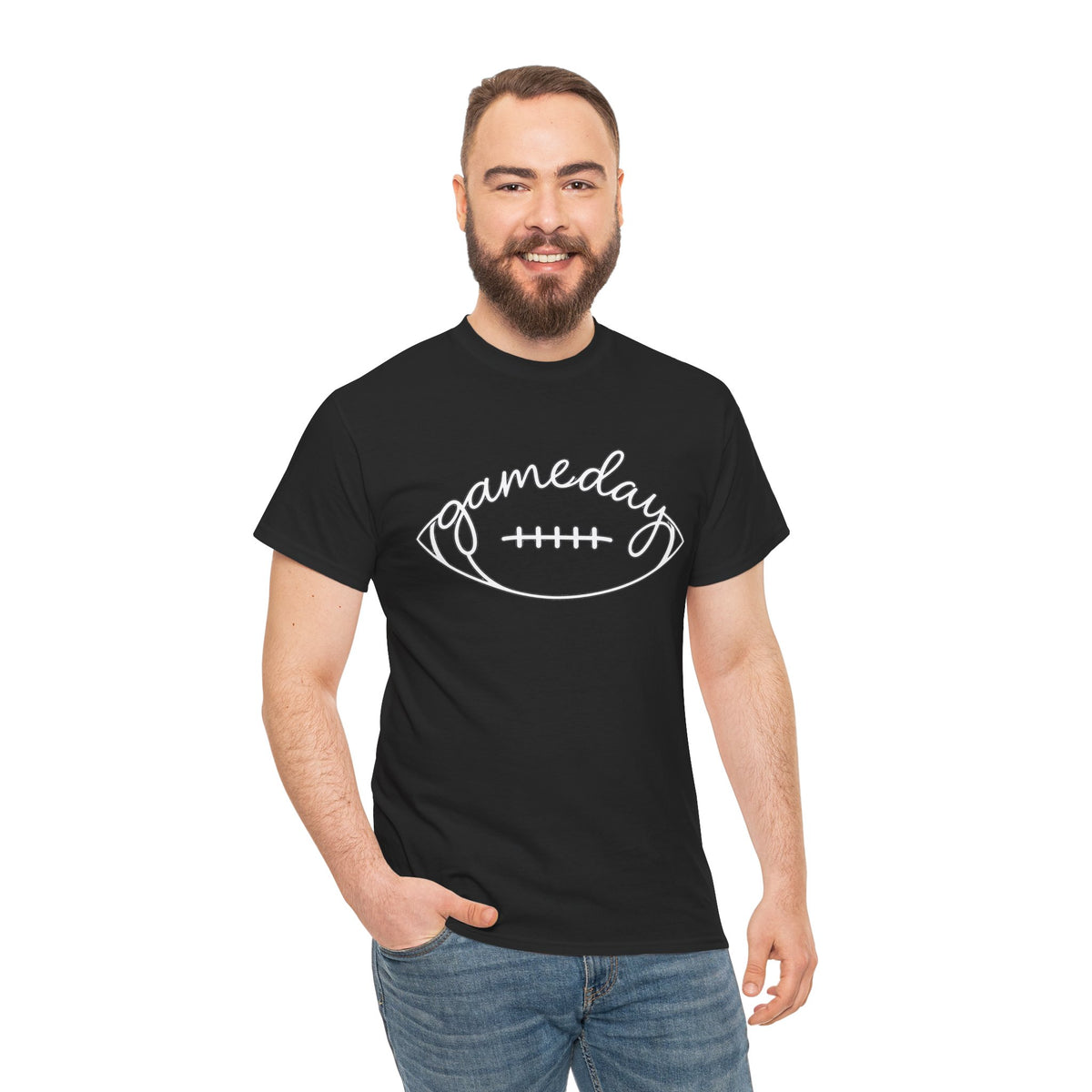 Gameday Football Tee — 'gameday' Script Football Graphic T-Shirt