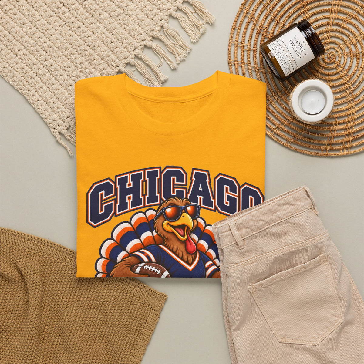 Chicago Thanksgiving Football T-Shirt — Turkey Mascot Game Day Tee