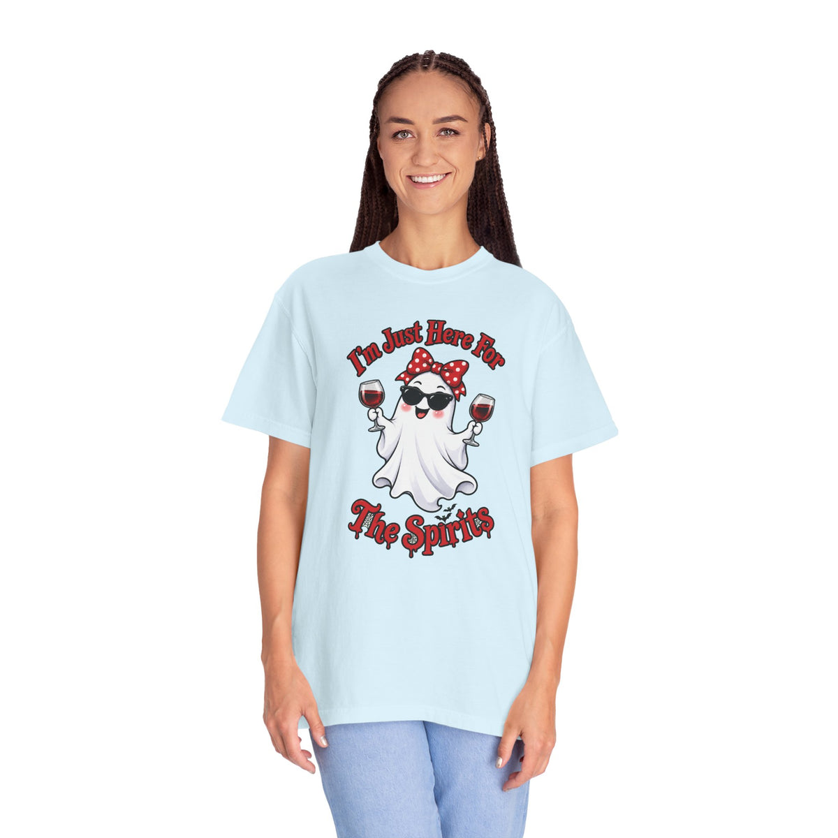 Wine Ghost T-Shirt — "I'm Just Here For The Spirits" Halloween Tee