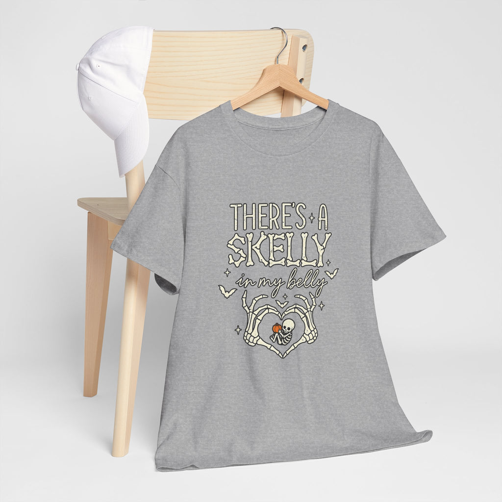 Skeleton Heart T‑Shirt — "There's a Skelly in My Belly" Cute Halloween Tee