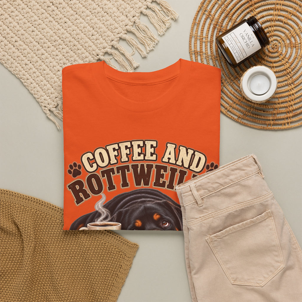 Coffee and Rottweiler Tee — "Coffee and Rottweiler Make Me Happy" Dog Lover Shirt