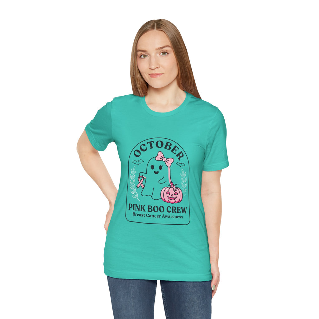 October Pink Boo Crew Tee — Breast Cancer Awareness Ghost T-Shirt