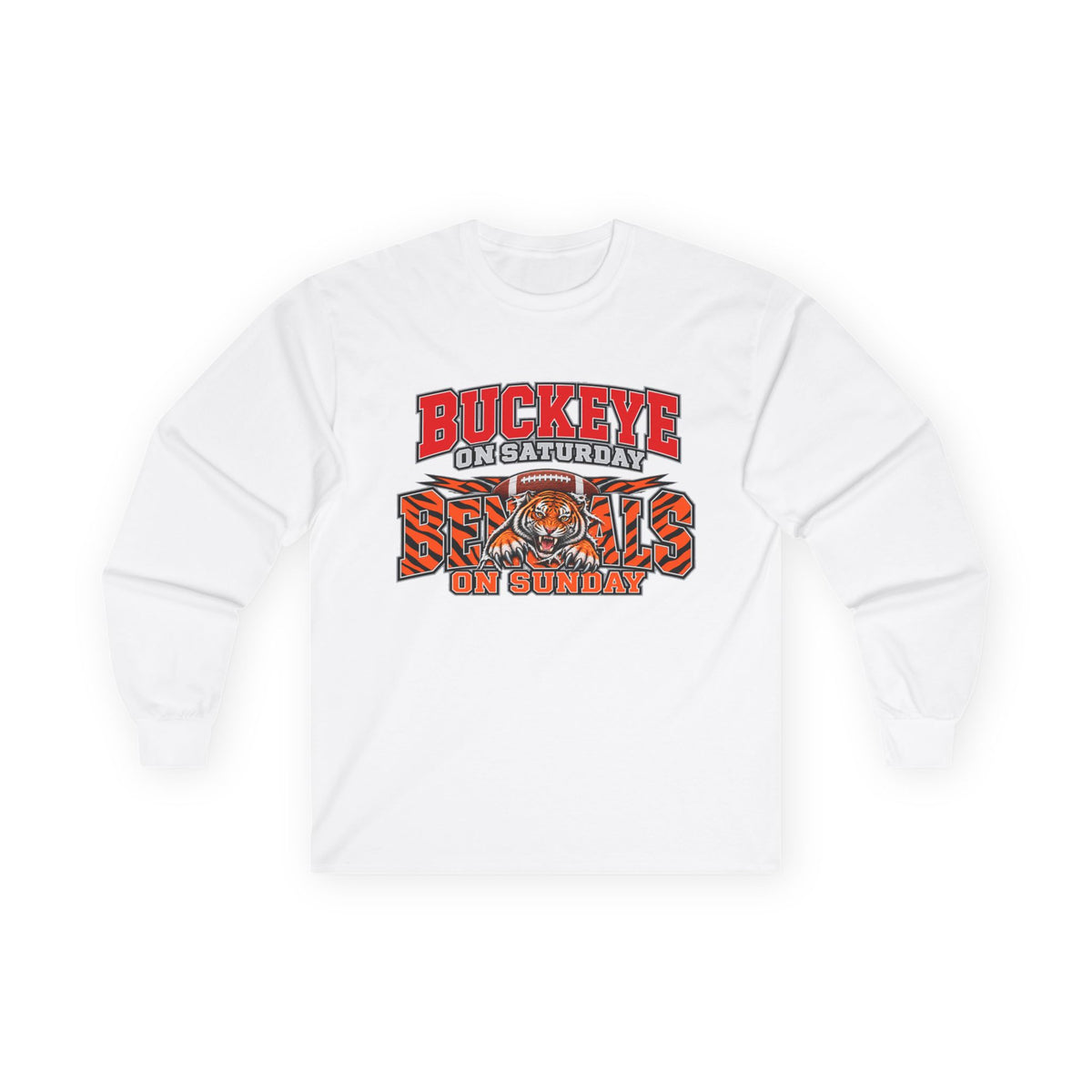 Buckeye Football Long Sleeve Tee – Saturday & Sunday Game Day Shirt