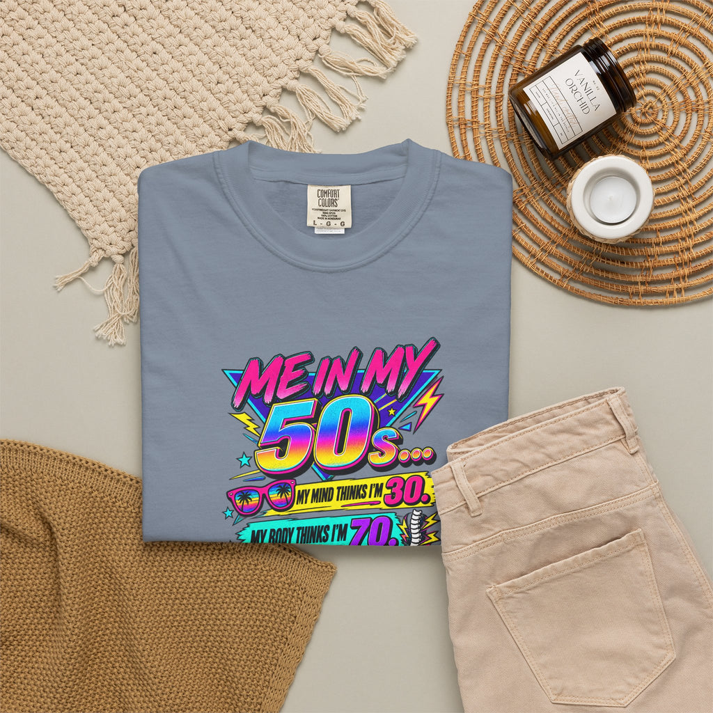 50th Birthday T-Shirt — "Me in My 50s... My Playlist Still Thinks It’s 1987" Retro Graphic Tee