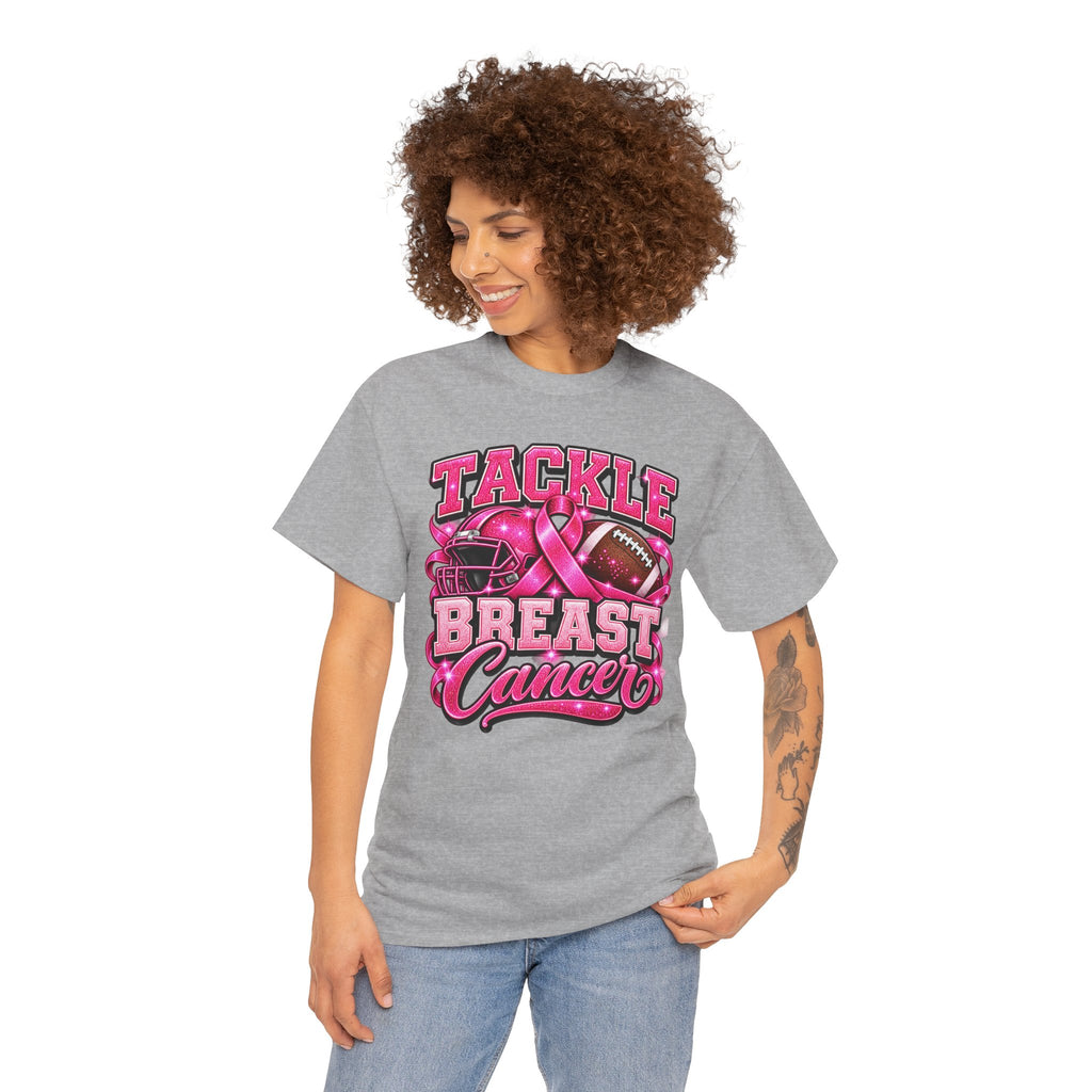 T-Shirt — "Tackle Breast Cancer" Pink Football Awareness Tee