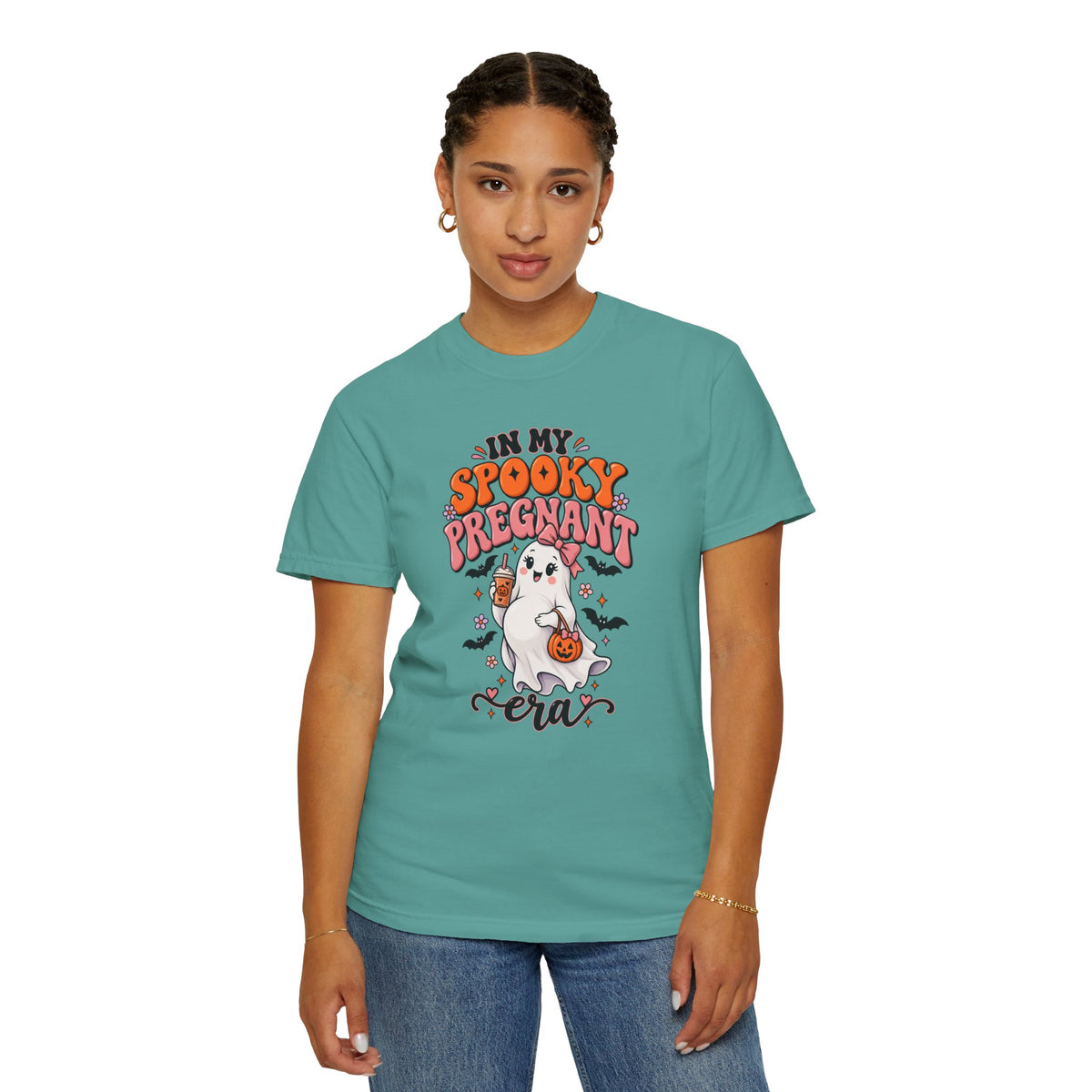 Pregnant Halloween T-Shirt — "In My Spooky Pregnant Era" Cute Ghost Maternity Tee
