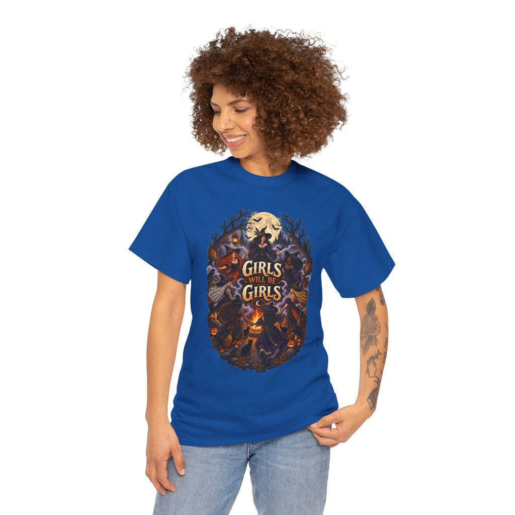 Girls Will Be Girls T-Shirt — Witchy Campfire Illustration Tee