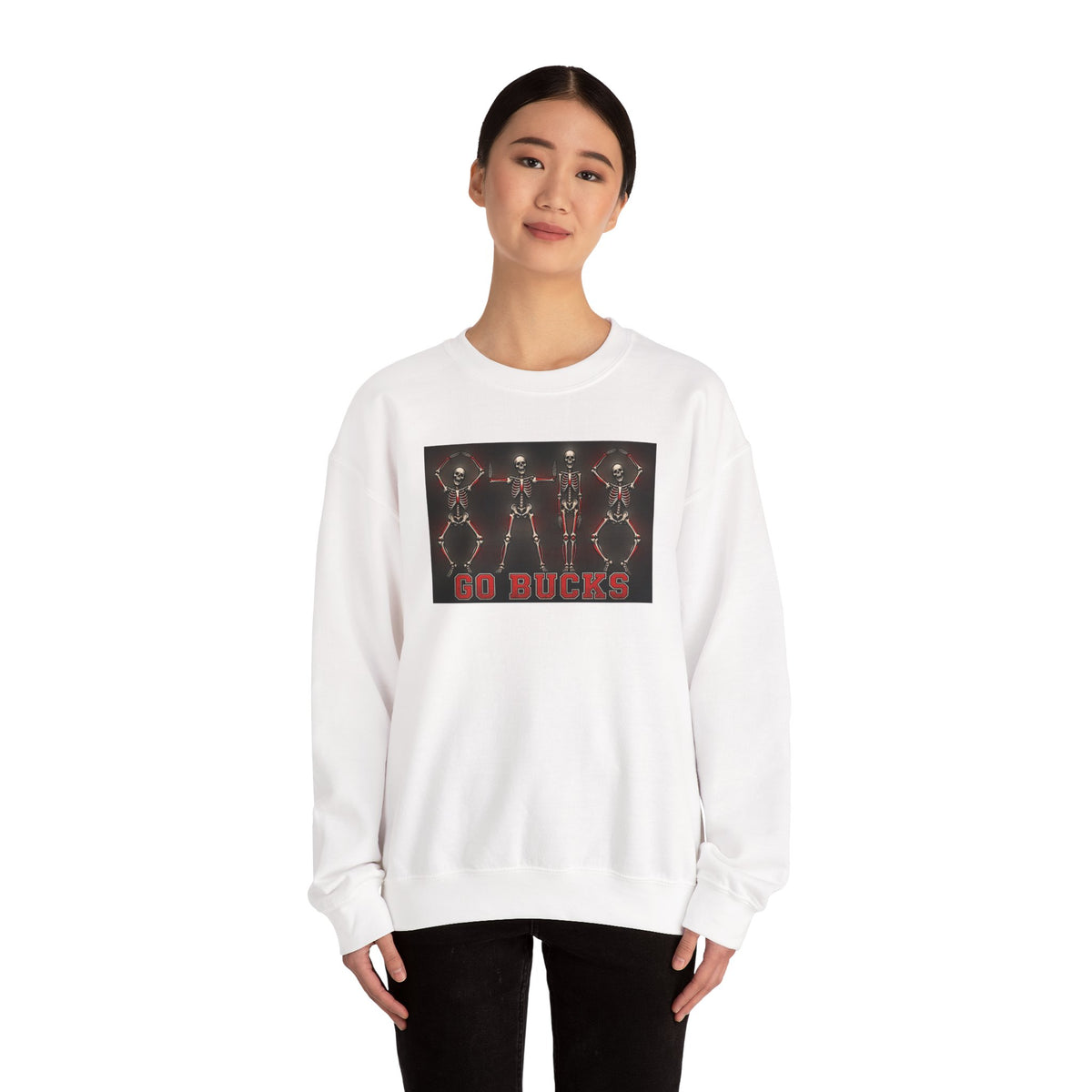 Crewneck Sweatshirt — 'Go Bucks' Dance Skeletons Graphic