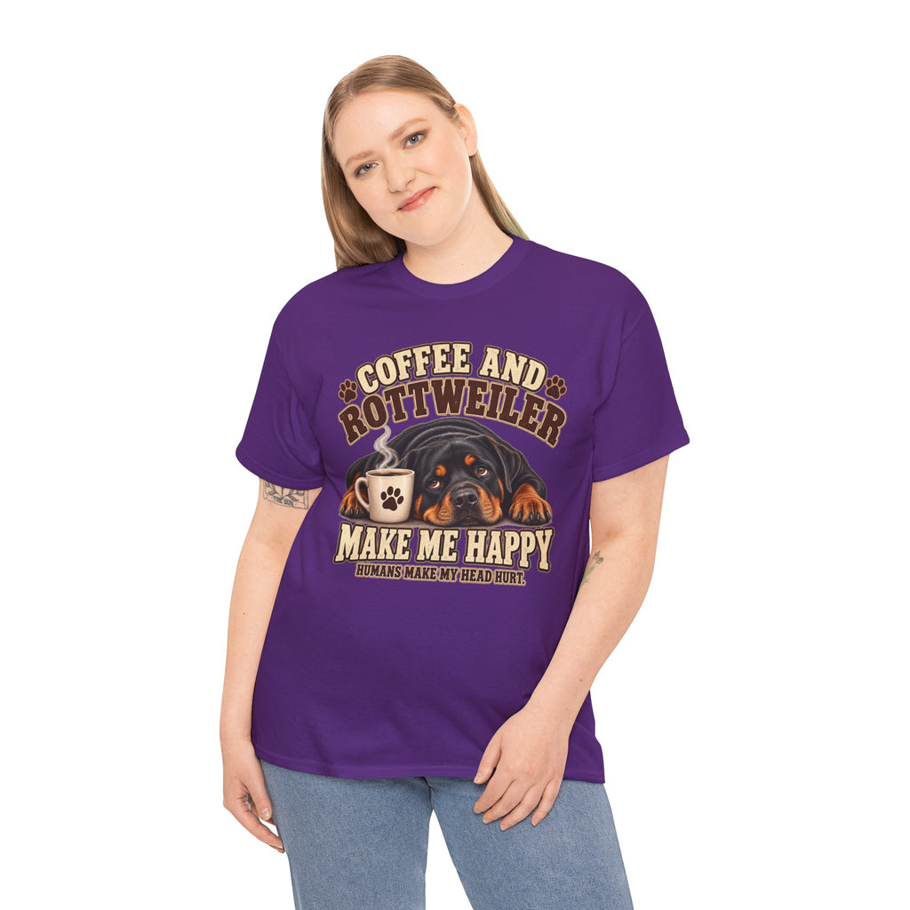 Coffee and Rottweiler Tee — "Coffee and Rottweiler Make Me Happy" Dog Lover Shirt