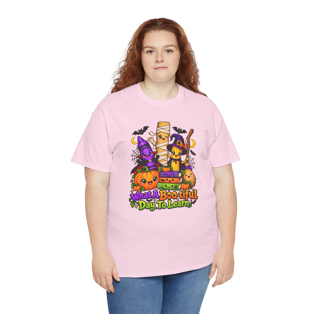 Halloween Teacher Tee — "What A Boo-tiful Day To Learn" Kids' Classroom Shirt