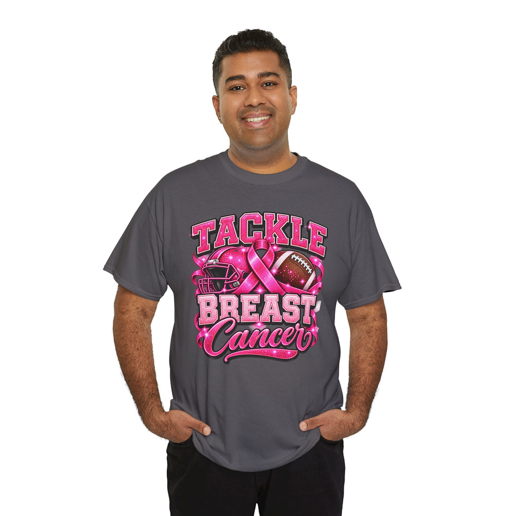 T-Shirt — "Tackle Breast Cancer" Pink Football Awareness Tee