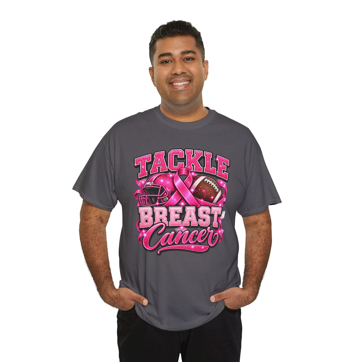 T-Shirt — "Tackle Breast Cancer" Pink Football Awareness Tee