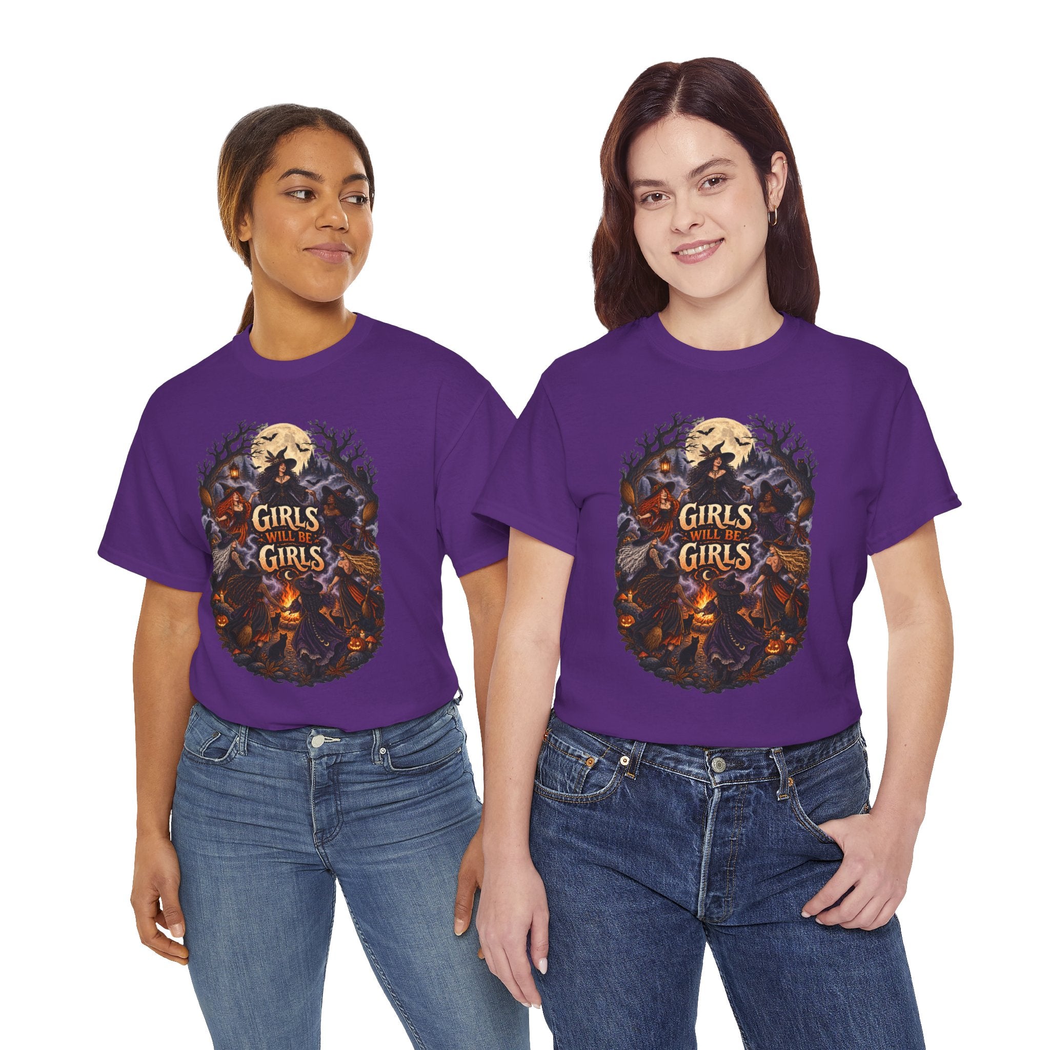 Girls Will Be Girls T-Shirt — Witchy Campfire Illustration Tee
