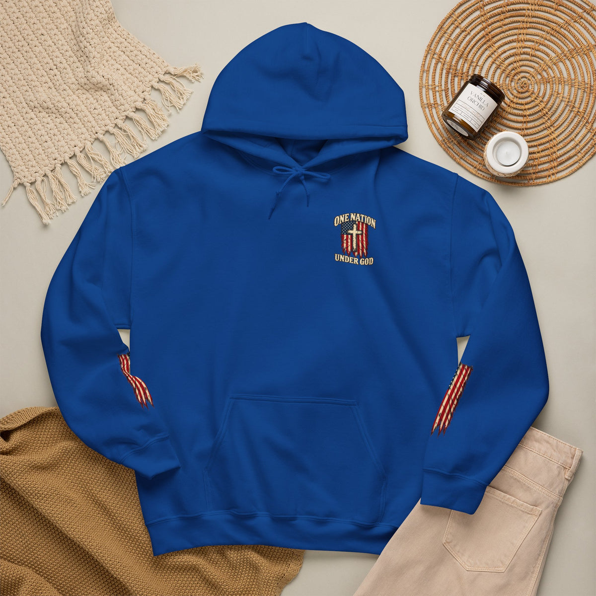 One Nation Under God Patriotic Cross Hoodie