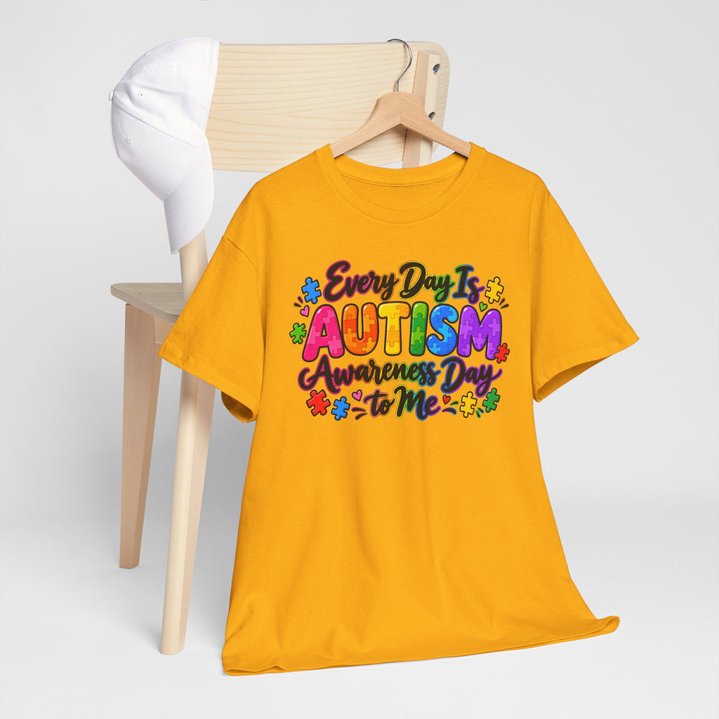 Autism Awareness T-Shirt — "Every Day Is Autism Awareness Day to Me" Colorful Puzzle Tee