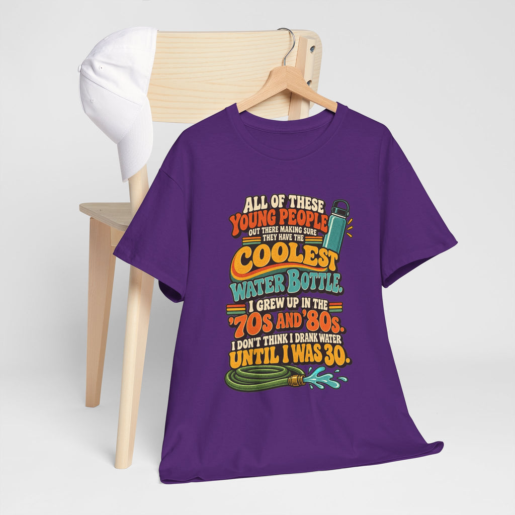 Retro 70s-80s Funny Water Bottle Tee — "Coolest Water Bottle" Graphic T-Shirt
