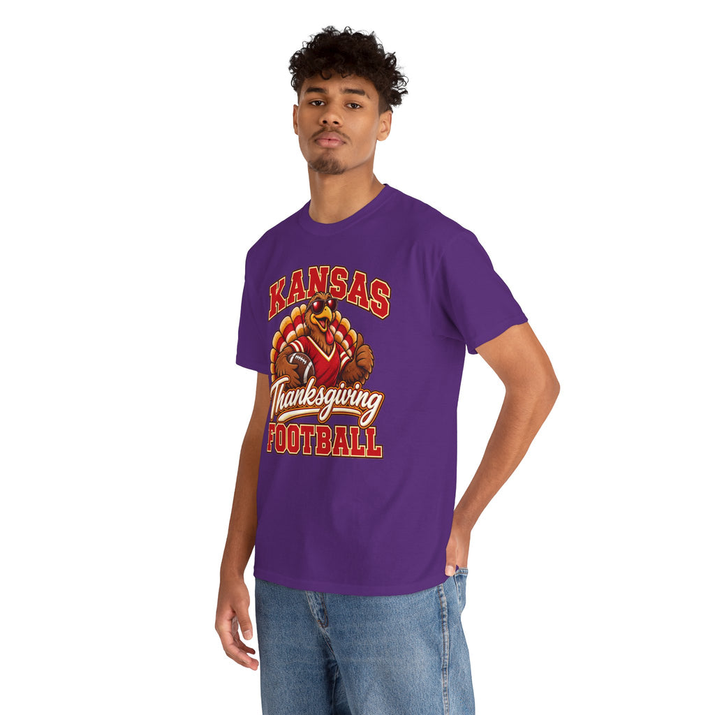Kansas Thanksgiving Football T‑Shirt — Turkey Mascot Holiday Game Tee