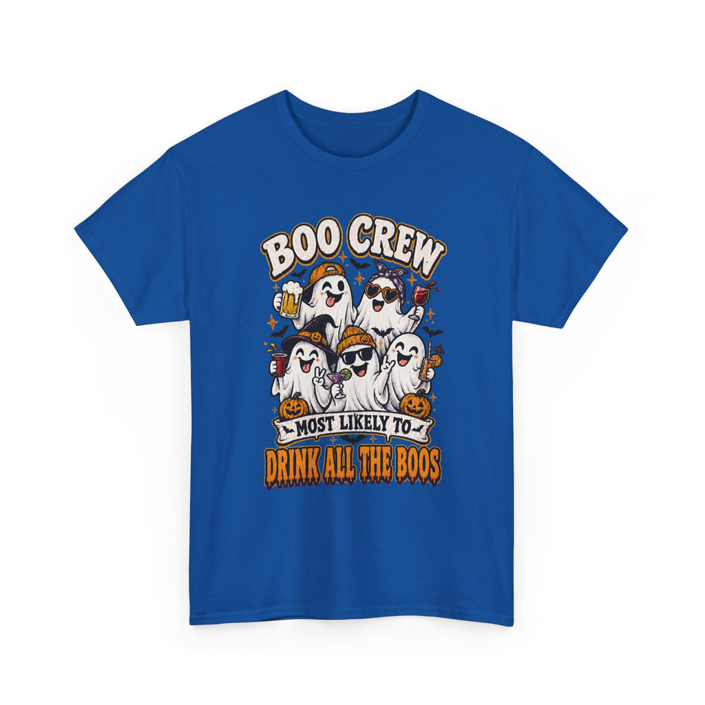Boo Crew Halloween Tee — “Most Likely To Drink All The Boos” Ghost Party Shirt