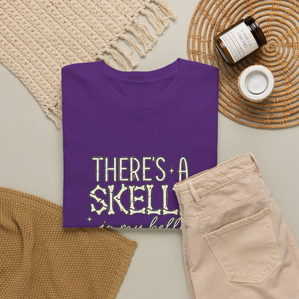 Skeleton Heart T‑Shirt — "There's a Skelly in My Belly" Cute Halloween Tee