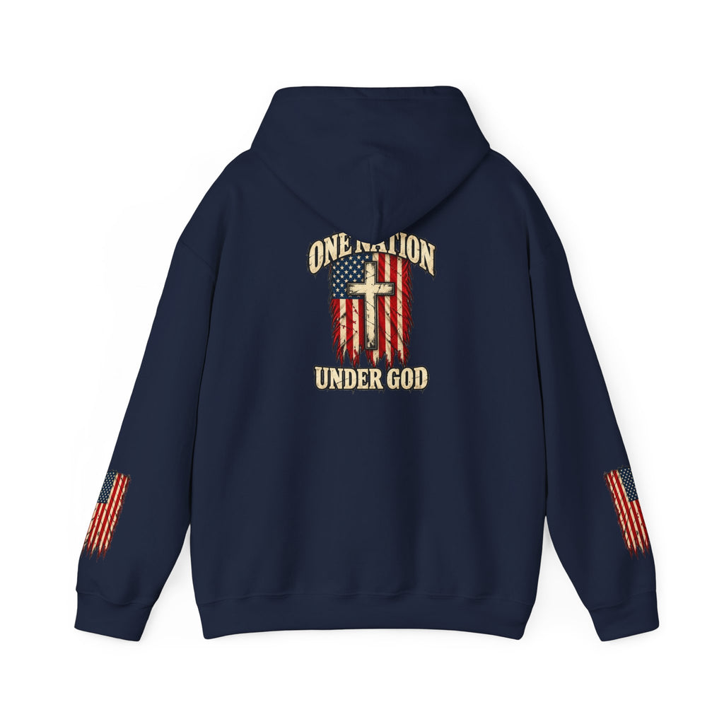 One Nation Under God Patriotic Cross Hoodie
