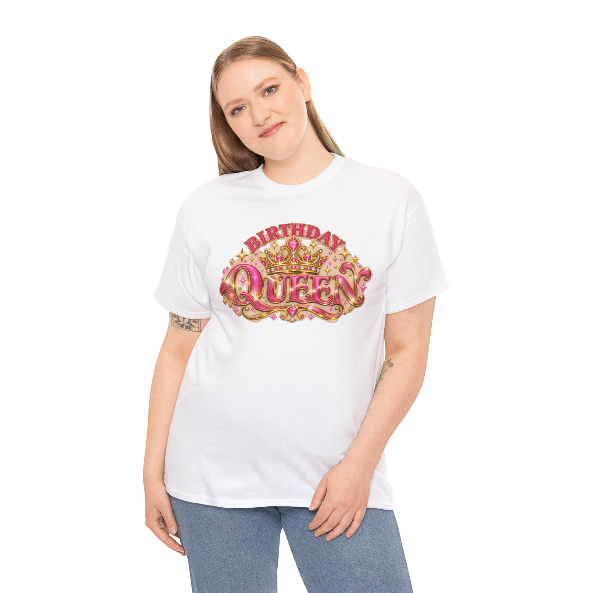 Birthday Queen Graphic T-Shirt | Pink & Gold Crown